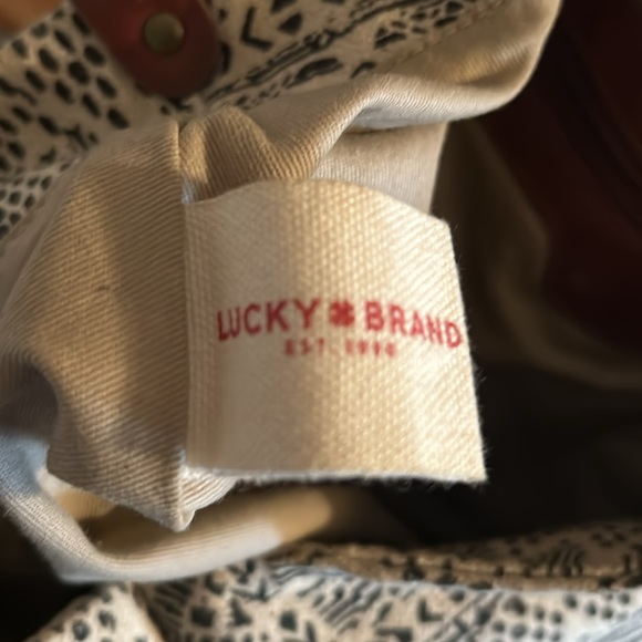 Lucky Brand Vintage Cotton & Linen Blend Tote Bag w Leather straps - Picture 10 of 11